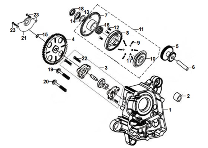 R CRANKCASE + OIL PUMP ASSY