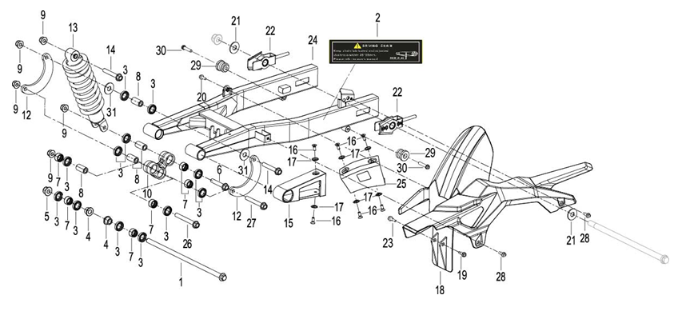 F09 - REAR SWINGING ARM ASSY