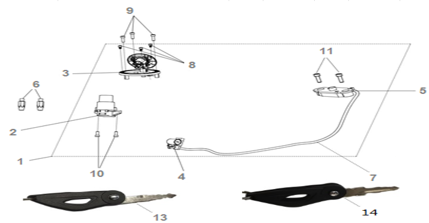 2025–2026 V-Cruise 125 E5+ (2025 – 2026) F17 - LOCKSET exploded diagram