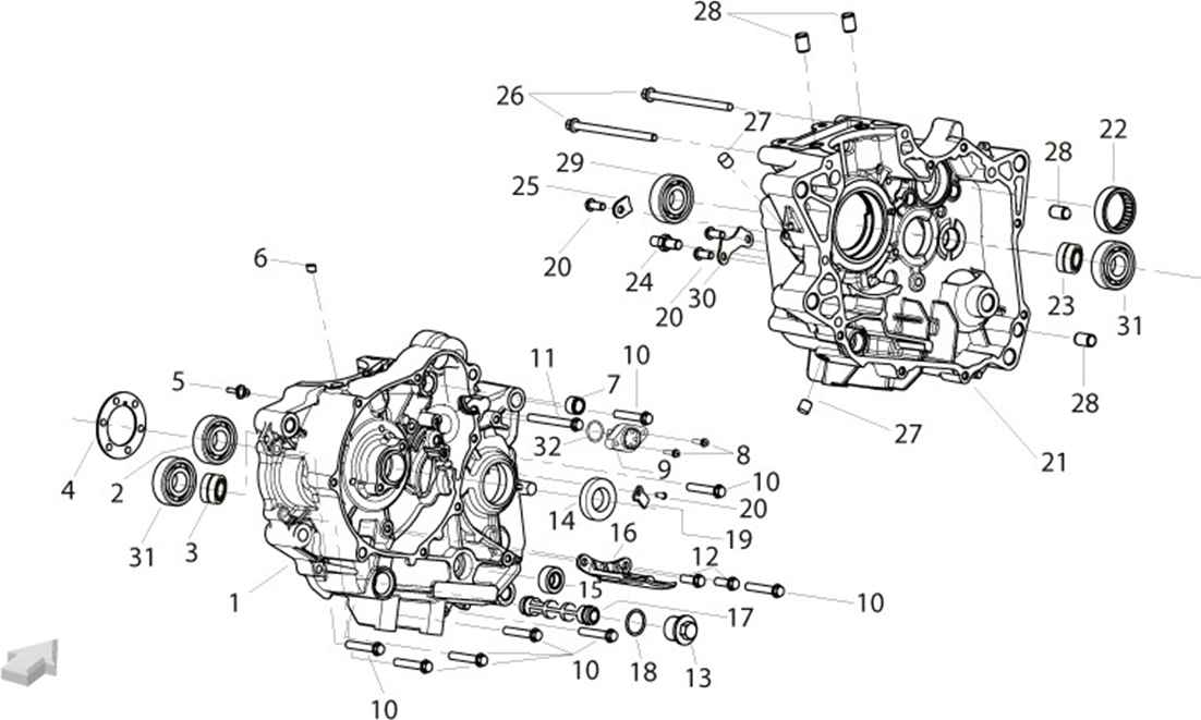 Left and Right Crankcases
