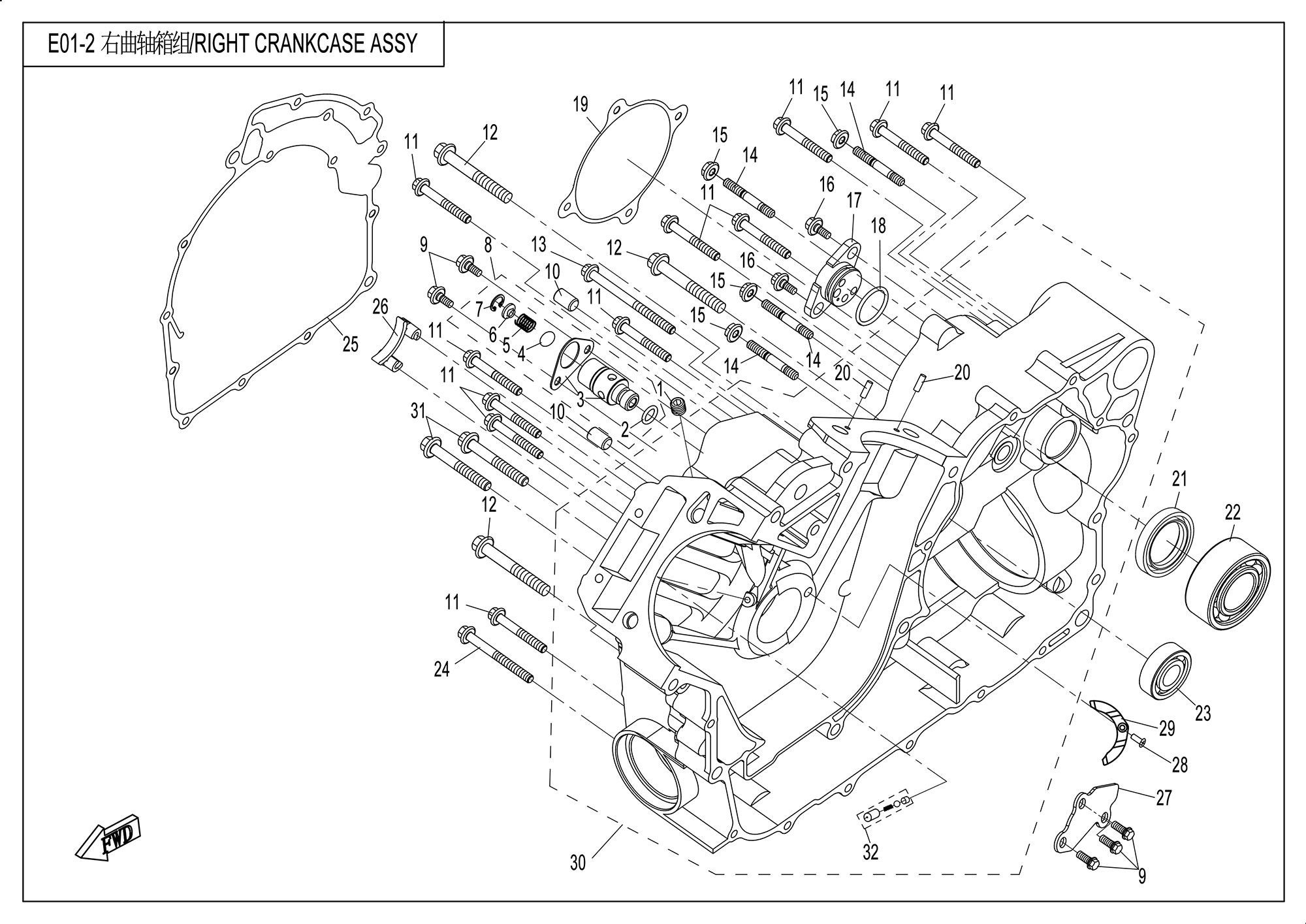 RIGHT CRANKCASE ASSY