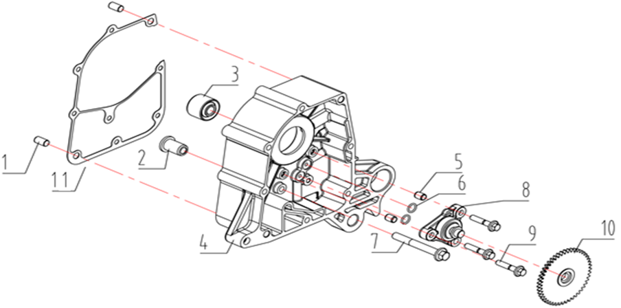 E04 - Right Crank Case & Oil Pump Assy