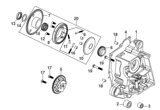 Right Crank Case & Oil Pump Assy