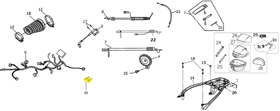 WIRE HARNESS RR. CARRIER