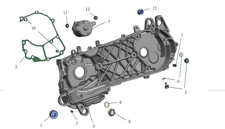 2022–2023 TG 125 AC CBS E5 (2022 – 2023) L Crank Case exploded diagram
