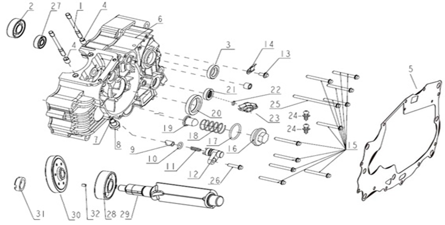 E08 - LEFT CRANKCASE ASSY