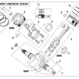 2019 UFORCE 800 CRANKSHAFT & CONNETING GOD & PISTON ASSY exploded diagram