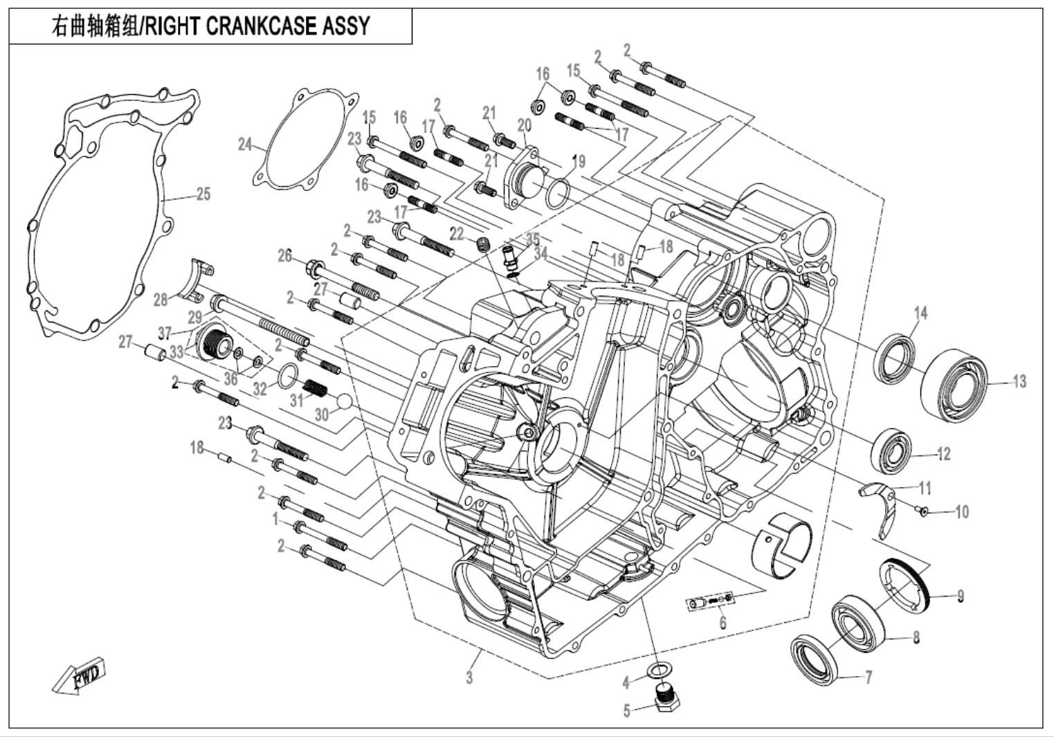 V4 RIGHT CRANKCASE ASSY