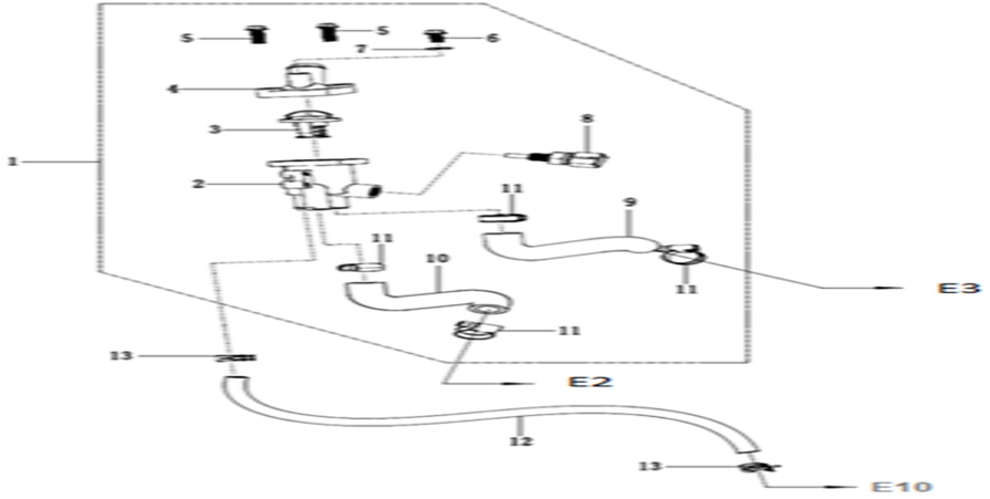 2025–2026 V-Cruise 125 E5+ (2025 – 2026) E17 - THERMOSTAT exploded diagram