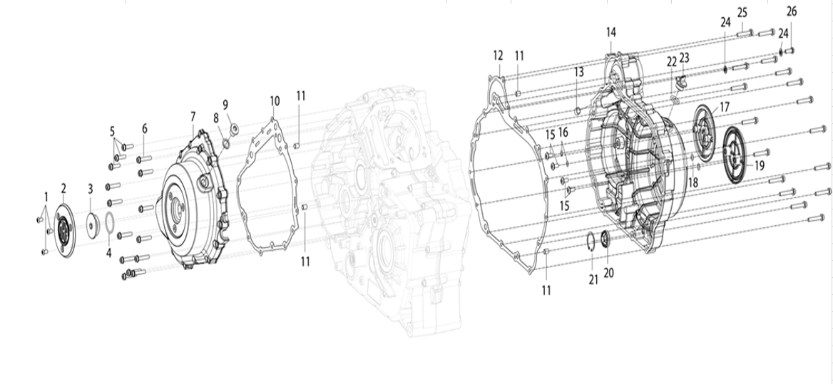 E02 - RIGHT CRANKCASE COVER&LEFT FRONT COVER
