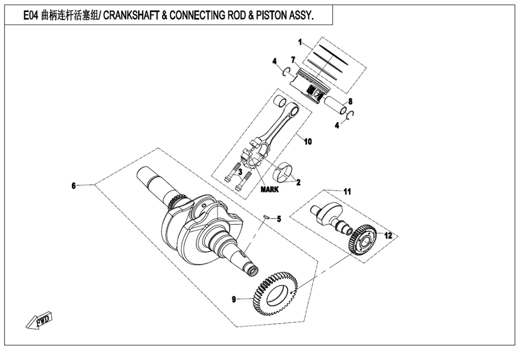 CRANKSHAFT,PISTON,BALANCER