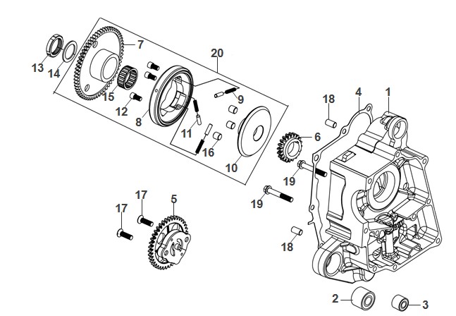 R CRANKCASE & OIL PUMP ASSY