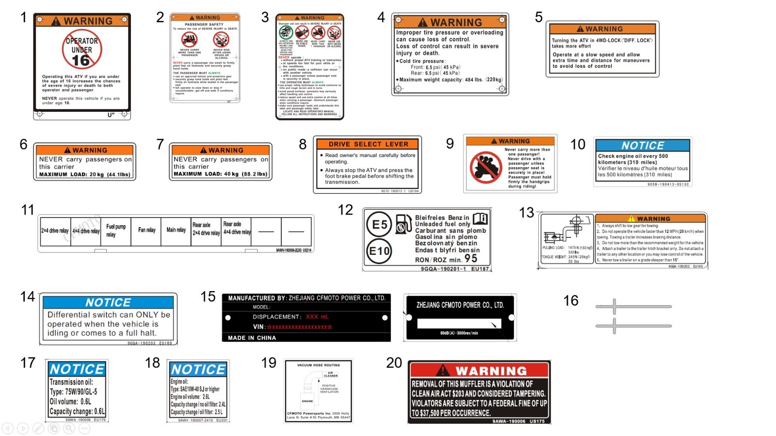 DECAL WARNING(INTERNATIONAL)