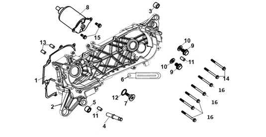 L Crank Case & Starter Motor