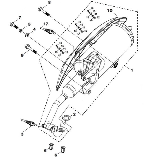 EXH. MUFFLER ASSY O2 SENSOR ASSY.