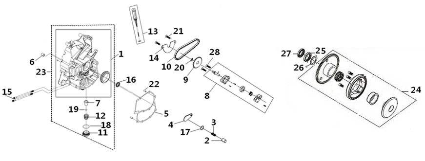 E04 - Right Crankcase & Oil Pump