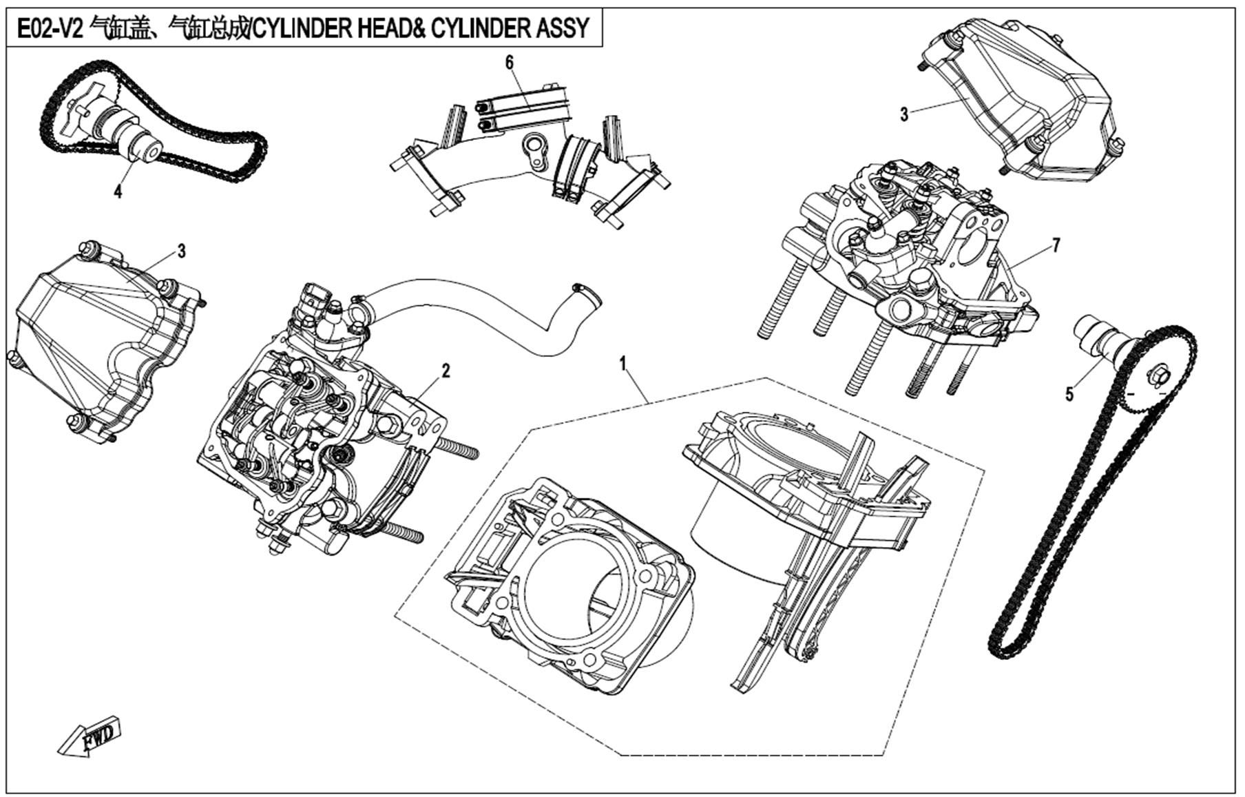 CYLINDER HEAD AND CYLINDER ASSY.
