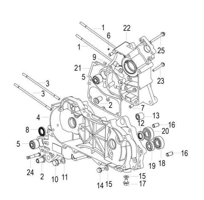 CRANKCASE ASSY LEFT + RIGHT