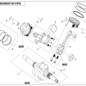 2022 CFORCE 800 XC CRANKSHAFT / CONNECTING ROD / PISTON ASSY (Cracked Cap) exploded diagram