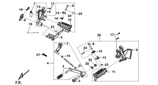 FRONT FOOTREST-PEDALS