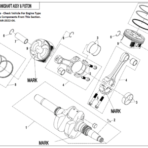 2022 ZFORCE 800 Trail CRANKSHAFT,CONNECTING ROD, PISTON ASSY. (DRY CLUTCH) exploded diagram