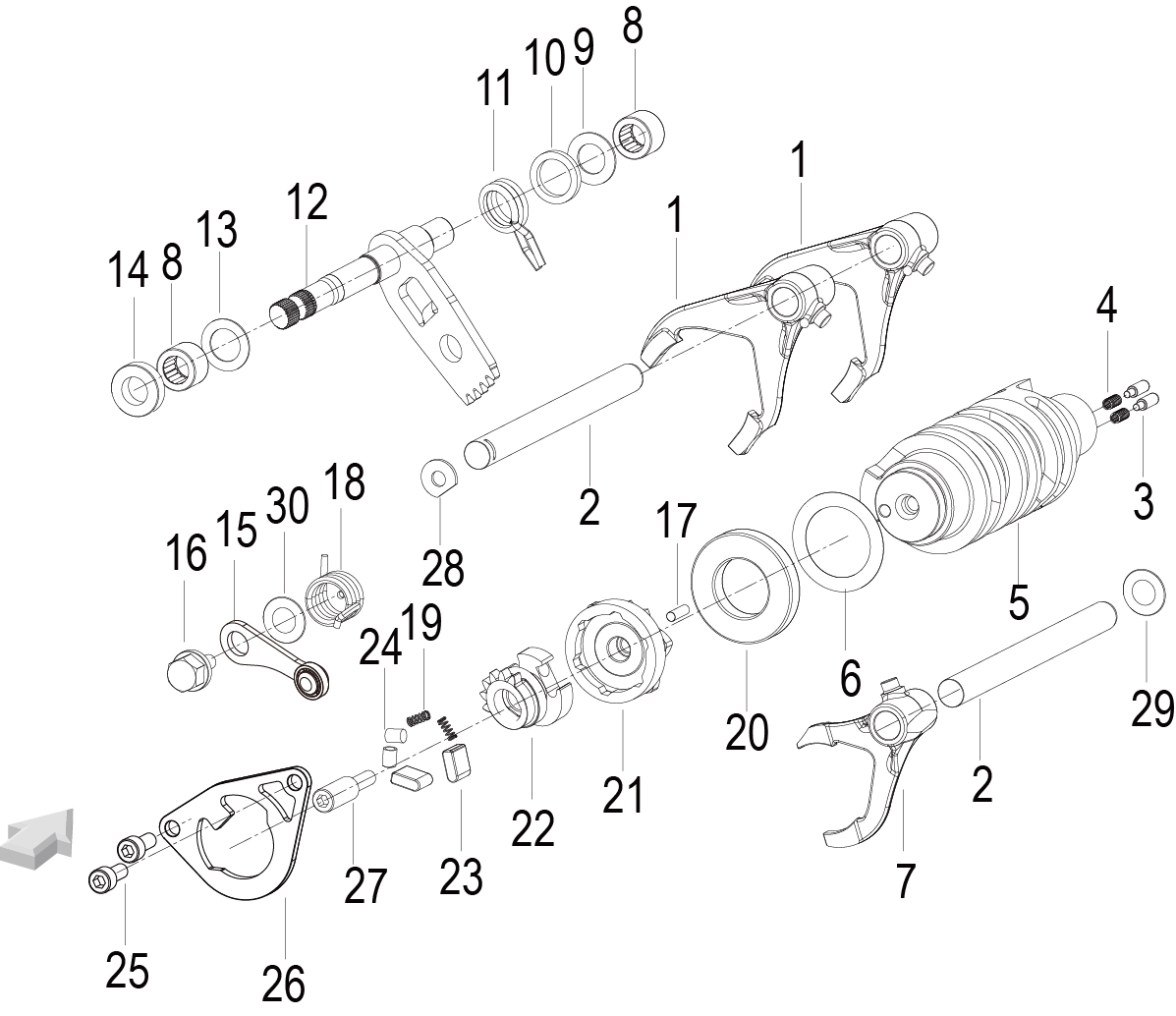 GEAR SHIFT MECHANISM ASSY 2