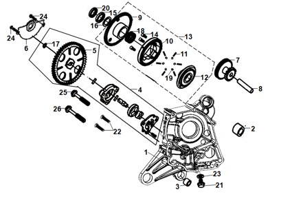 R Crank Case & Oil Pump Assy