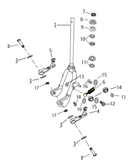 2021–2023 GP 125 AC CBS E5 (2021 – 2023) Front Fork exploded diagram