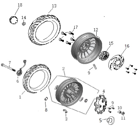 Front and Rear Wheel Assy