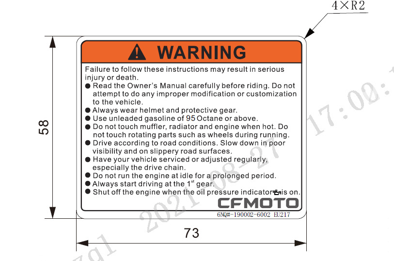 WARNING DECAL