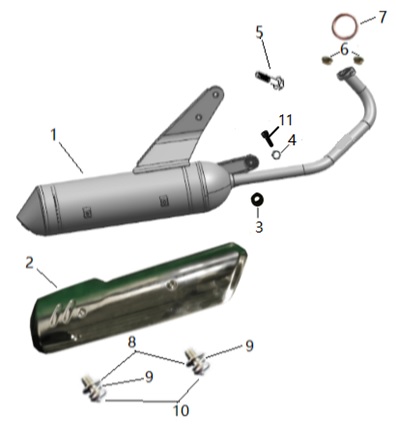 2022–2023 TG 125 AC CBS E5 (2022 – 2023) Muffler exploded diagram