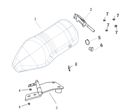 2022–2023 TG 125 AC CBS E5 (2022 – 2023) Seat exploded diagram