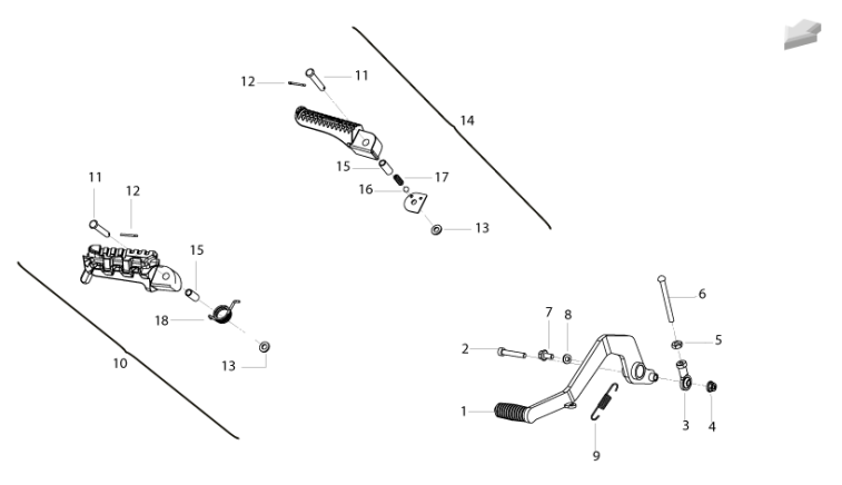 T020 - Right Foot Pegs & Brake Pedal