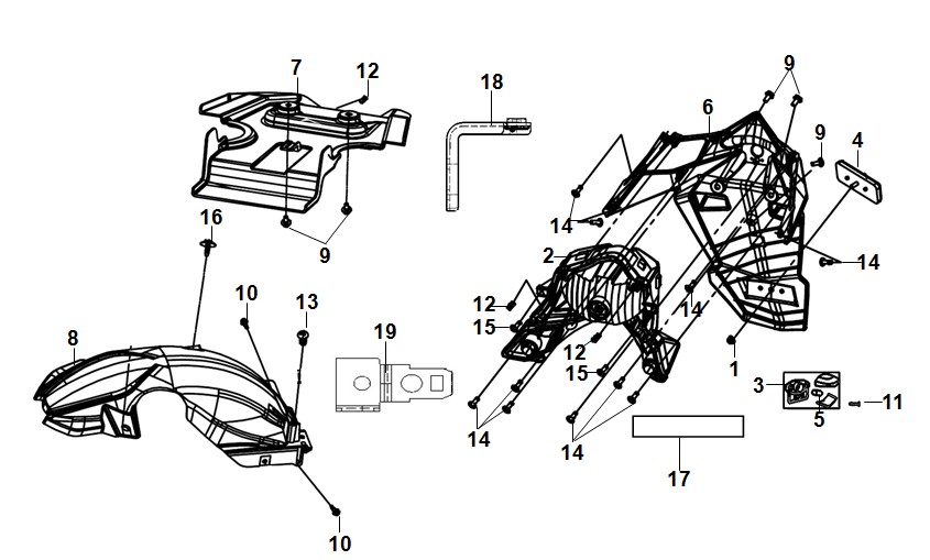 REAR FENDER + REAR INNER FENDER