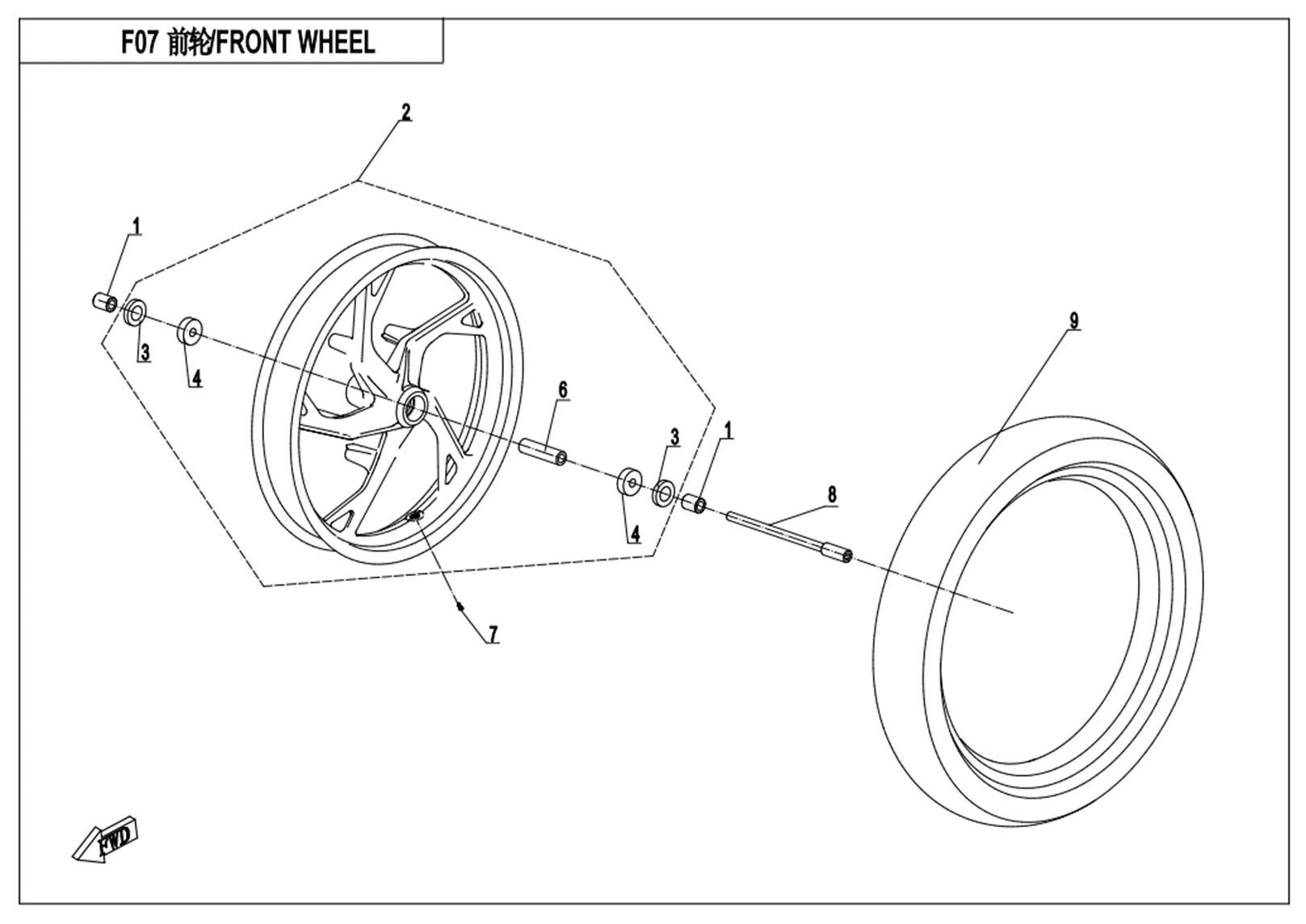 FRONT WHEEL(RIM-CORAL BLUE)