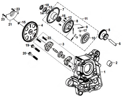 Right Crank Case & Oil Pump Assy