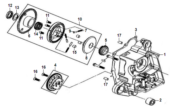 E04 - Right Crankcase & Oil Pump