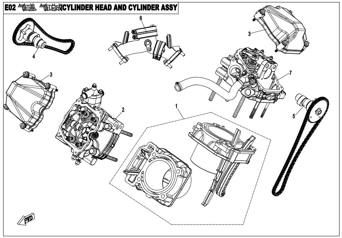 CYLINDER HEAD AND CYLINDER ASSY.