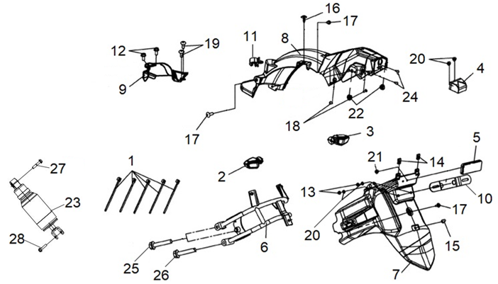 F11 - Rear Mudguard & Rear Shock