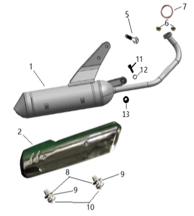 2021–2023 GP 125 AC CBS E5 (2021 – 2023) Muffler exploded diagram