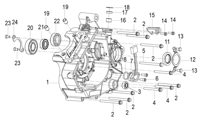 E06 - LEFT CRANKCASE ASSY