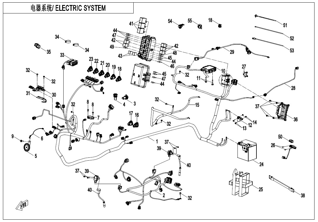 2022 CF MOTO ZFORCE 800 TRAIL ELECTRIC SYSTEM exploded diagram
