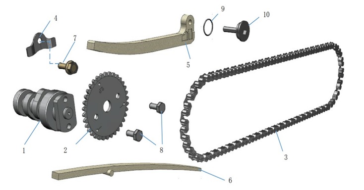 2021–2023 GP 125 AC CBS E5 (2021 – 2023) Cam shaft & Cylinder Head L Side Cover exploded diagram