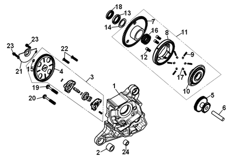 E05 - Right Crank Case & Oil Pump