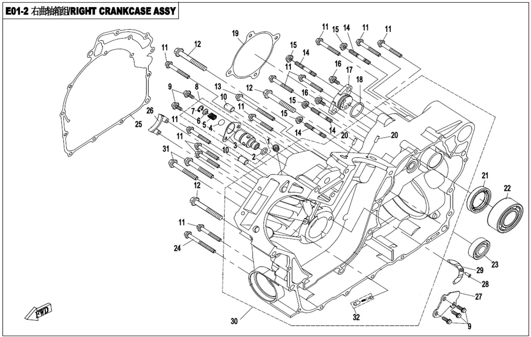 RIGHT CRANKCASE ASSY.
