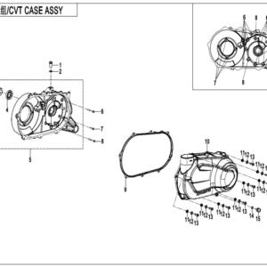 2023 ZFORCE 800 Trail CVT CASE ASSY exploded diagram