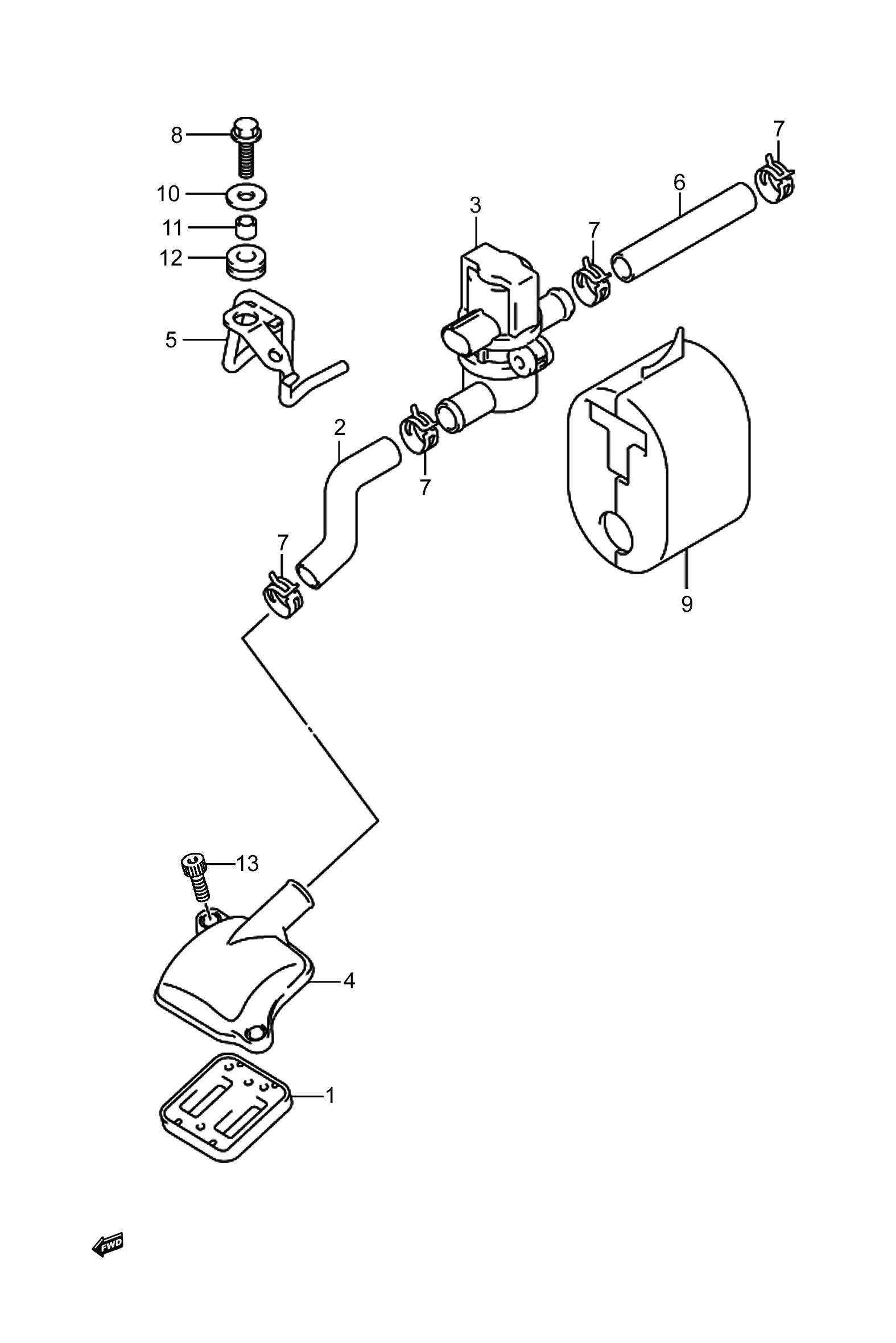 2024 铃木(豪爵铃木) DL DL250 二次空气阀组 exploded diagram