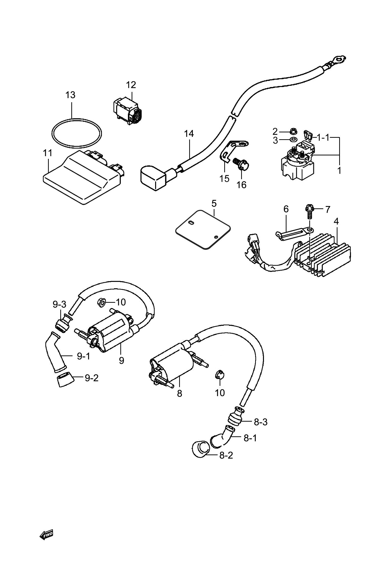 2024 铃木(豪爵铃木) DL DL250 电器组 exploded diagram