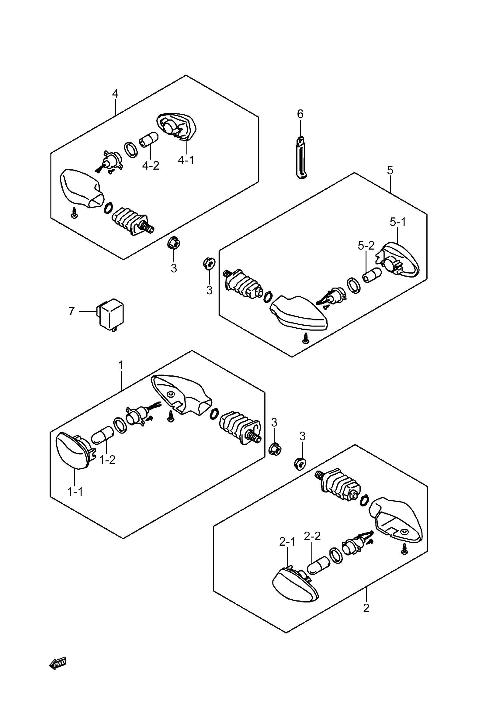 2024 铃木(豪爵铃木) DL DL250 转向灯组 exploded diagram