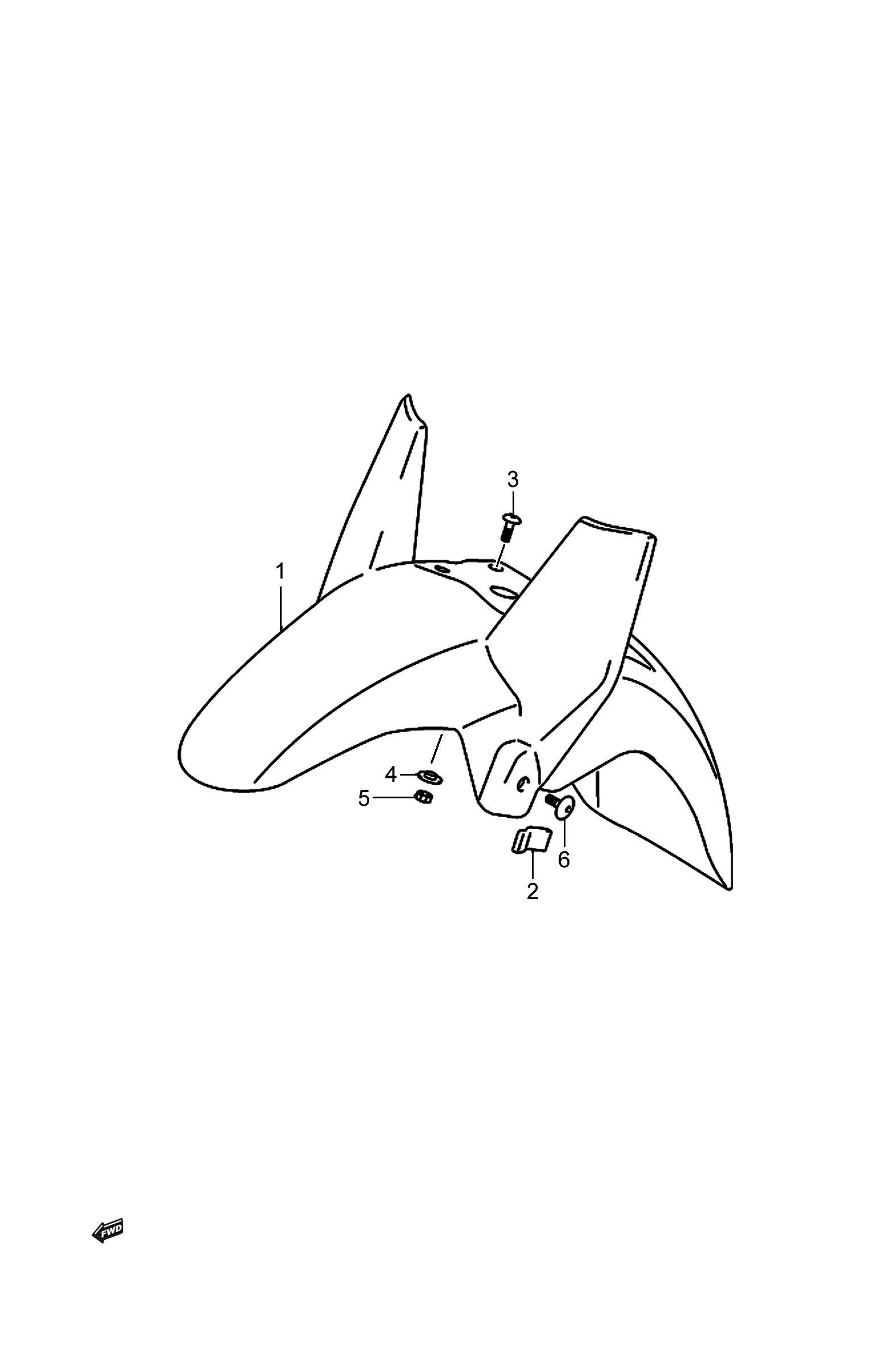 2024 铃木(豪爵铃木) DL DL250 前挡泥板组 exploded diagram